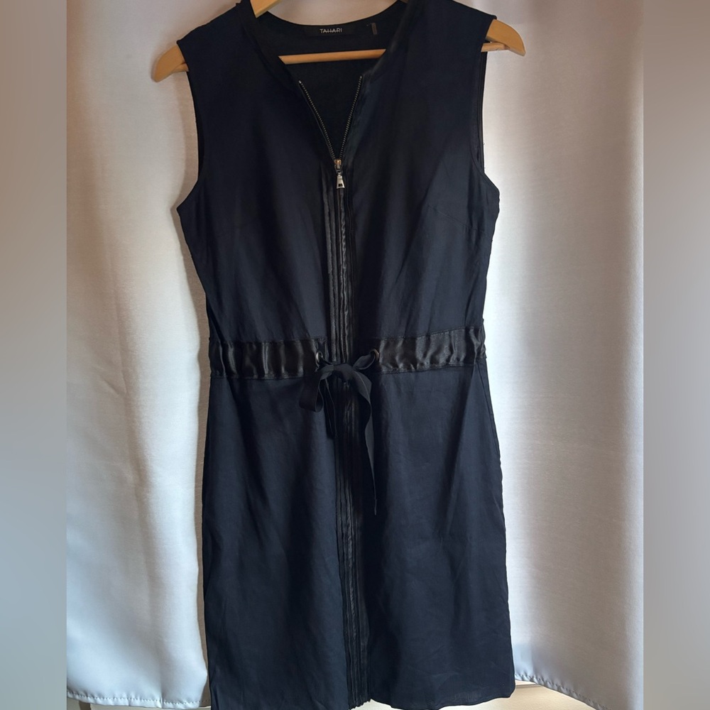 Tahari Black Zip-Front Mini Dress